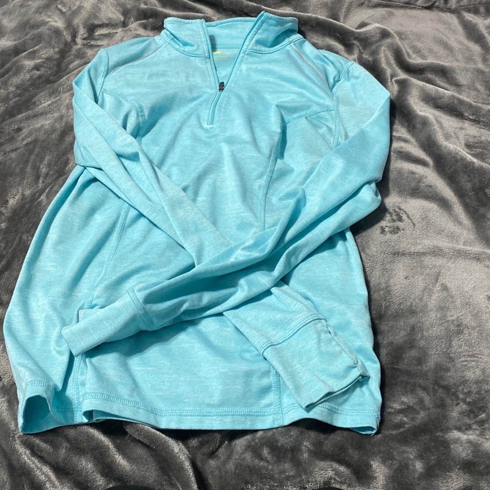 blue long sleeve zip up